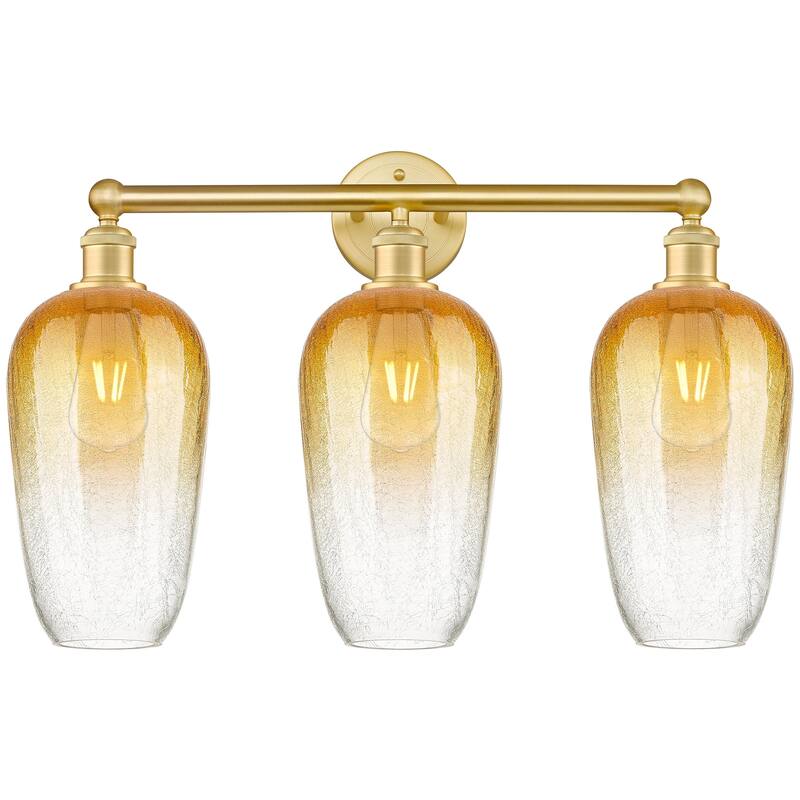 Innovations Lighting 616-3W-18-25 Brookhaven Flute Vanity Brookhaven - Satin Gold / Amber