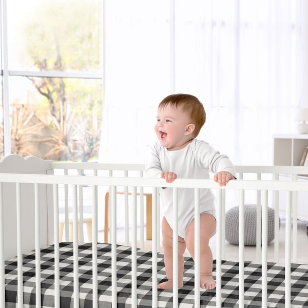 Black and white buffalo plaid crib sheet hotsell