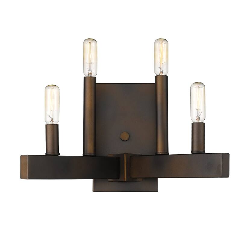 Bronze Metal Wall Sconce Flush Mount, 4 Light Dimmable - 7.38” x 13.25” x 8” (D x W x H)