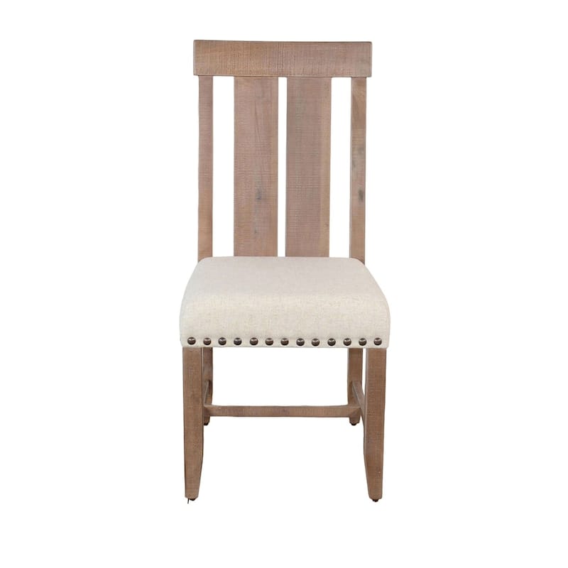 Brown/Ivory Fabric Upholstered Wood Frame Dining Chair, Set of 2, Sturdy Dining Chair for Dining Rooms - 20.5