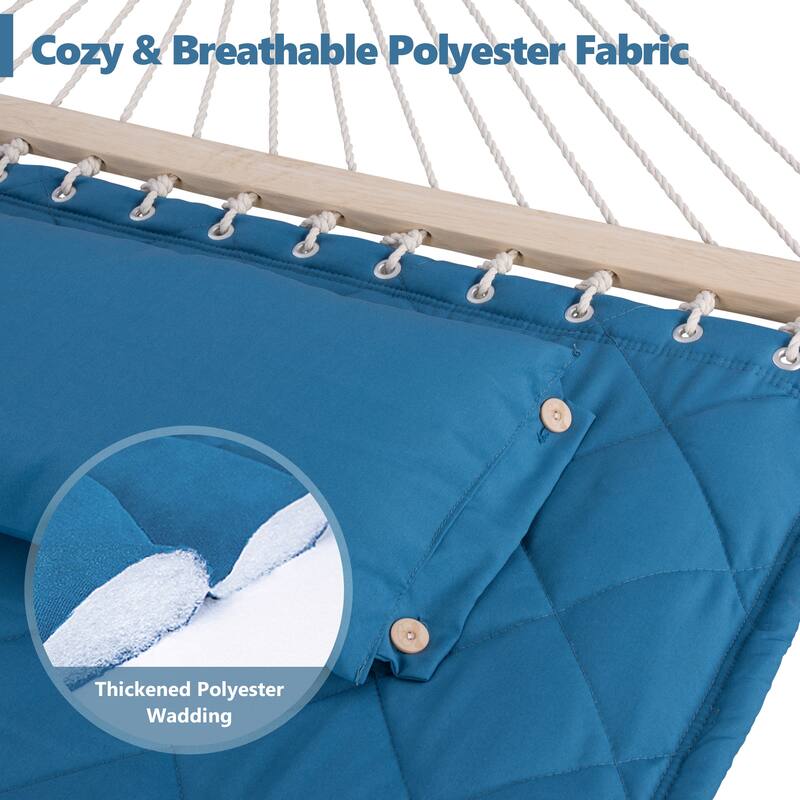 Outdoor Portable Double Hammock with Stand&Pillow Max 475 lbs Capacity