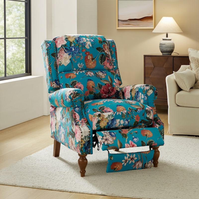 Terri Classic Cutaway Arms with Nailheads Manual Recliner for Living Room by HULALA HOME