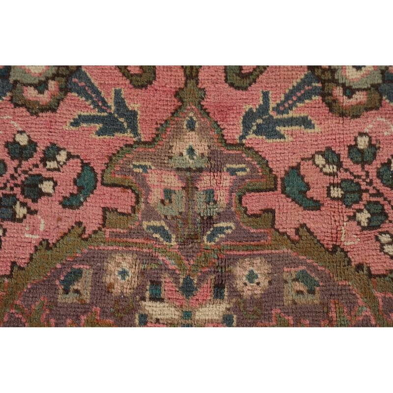 Pink Tabriz Persian Vintage Area Rug Handmade Wool Carpet - 6'8" x 9'10"