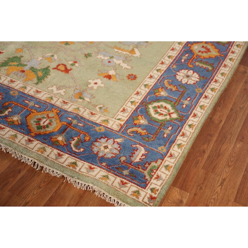 Green Heriz Serapi Indian Area Rug Handmade Wool Carpet - 8'10" x 11'9"