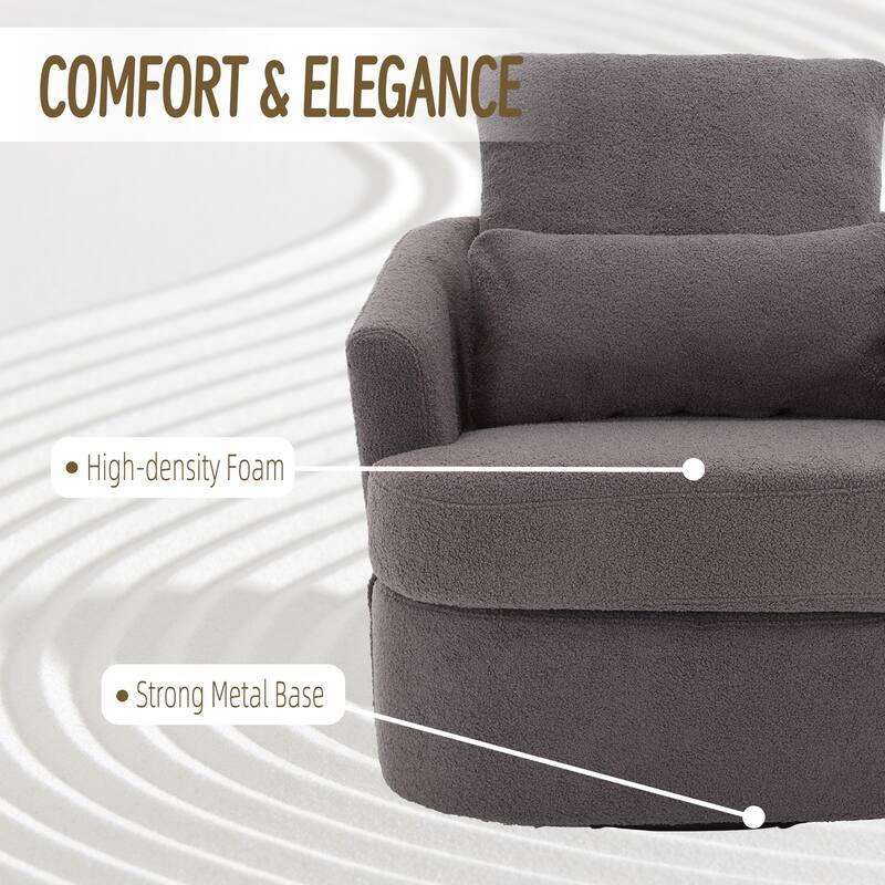 Swivel Barrel Chair, Comfy Round Accent Sofa Chair for Living Room, 360 Degree Swivel Barrel Club Chair, Leisure Arm Chair