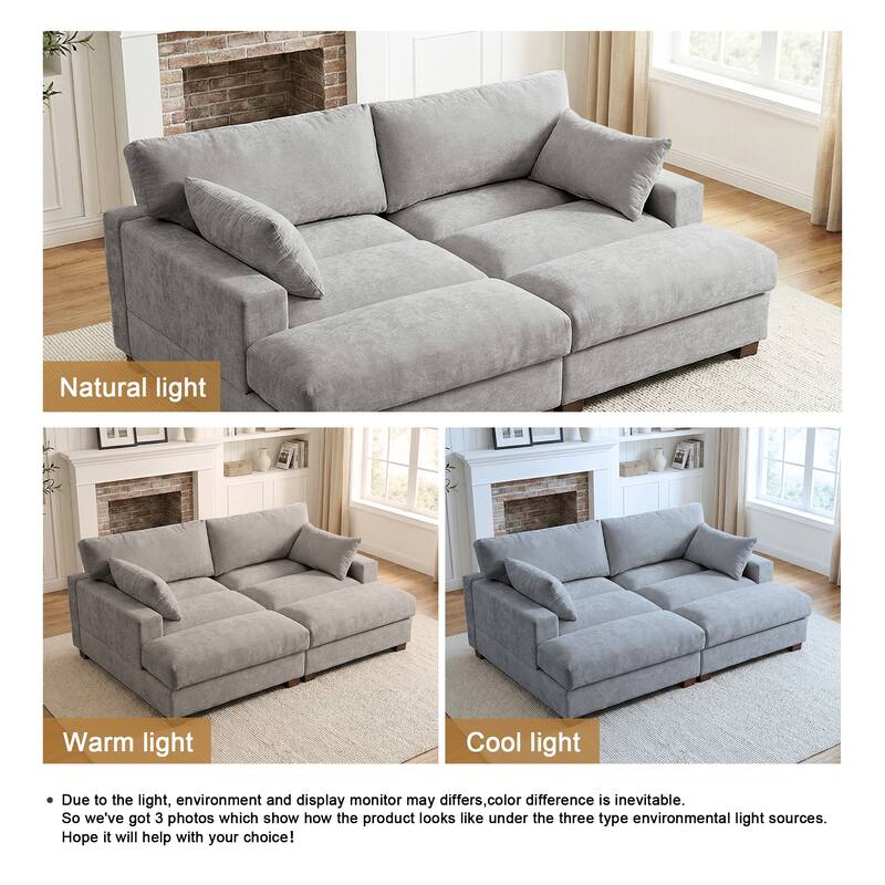 82.5"W Chenille Upholstered Sectional Modular Sofa With Chaise