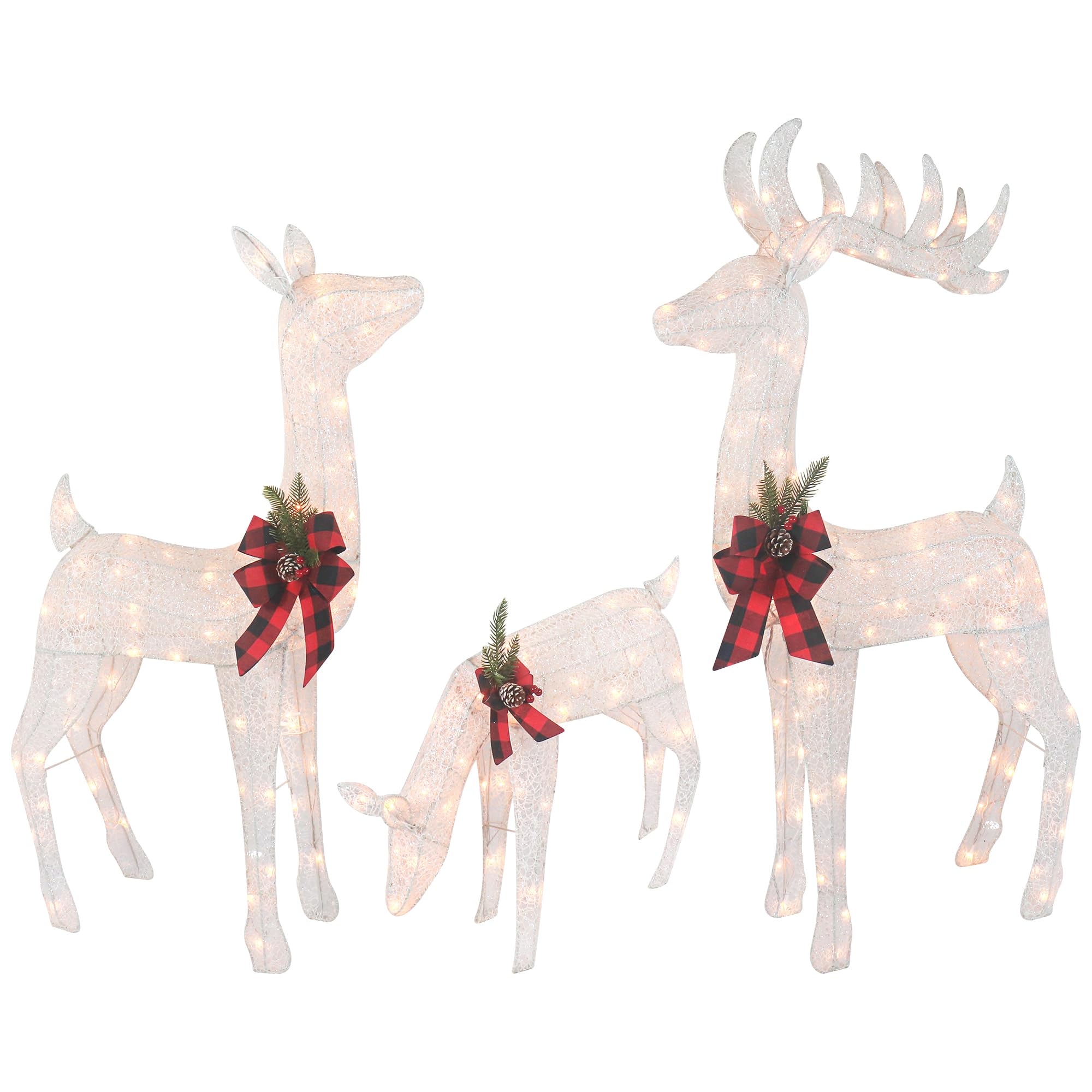 3 piece fantasleigh led deer family outlet