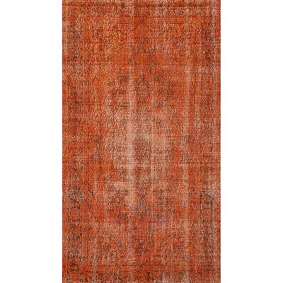 Orange Anatolian Distressed Turkish Vintage Rug Handmade Wool Carpet - 3'9"x 7'0"
