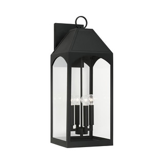 Burton Outdoor 4-light Black Large Wall Lantern w/ Clear Glass