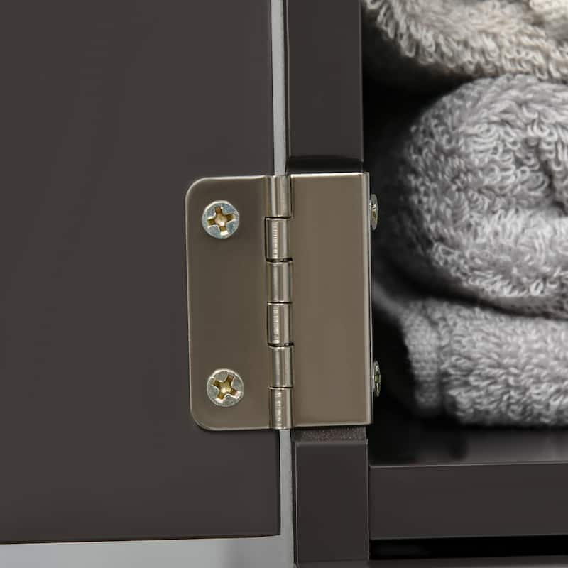 Brown Bathroom Display Cabinet Corner Cabinet with Open Shelves, Side Floor Storage Organizer with Drawers