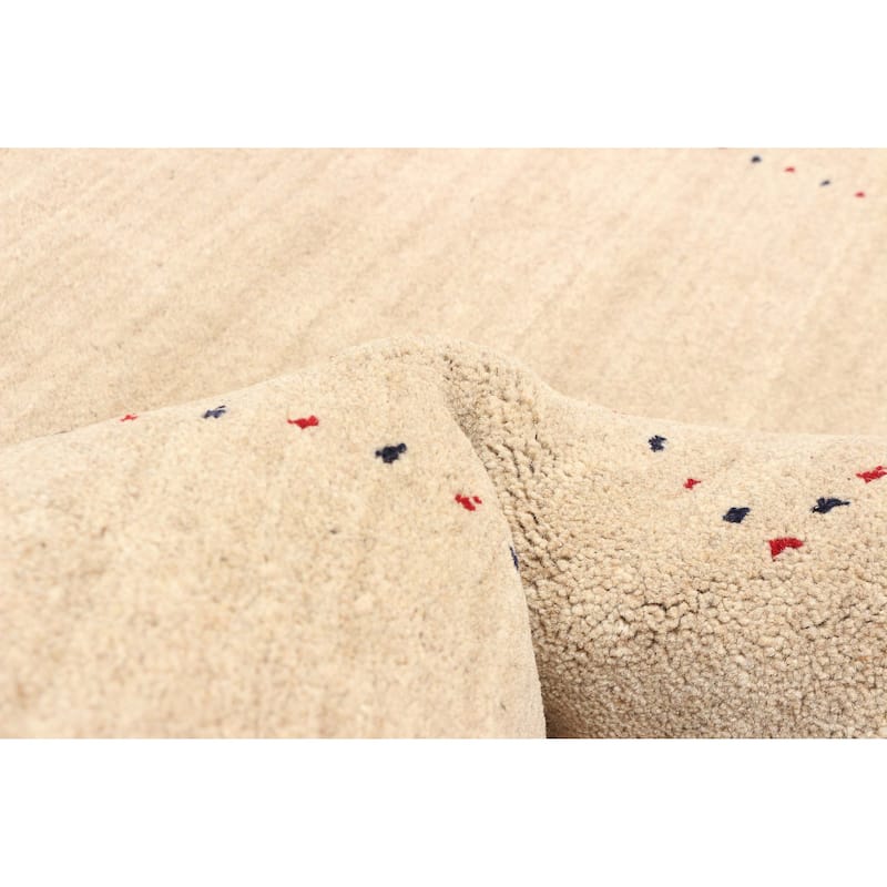 ECARPETGALLERY Hand Loomed Kashkuli Gabbeh Tan Wool Rug - 4'1 x 5'8