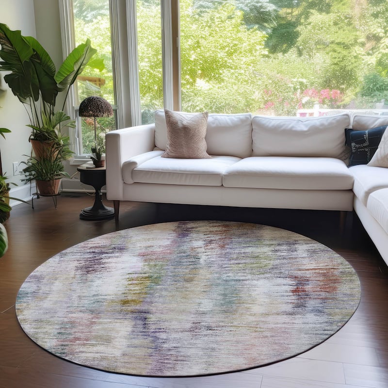 Machine Washable Indoor/ Outdoor Chantille Solid Abstract Rug