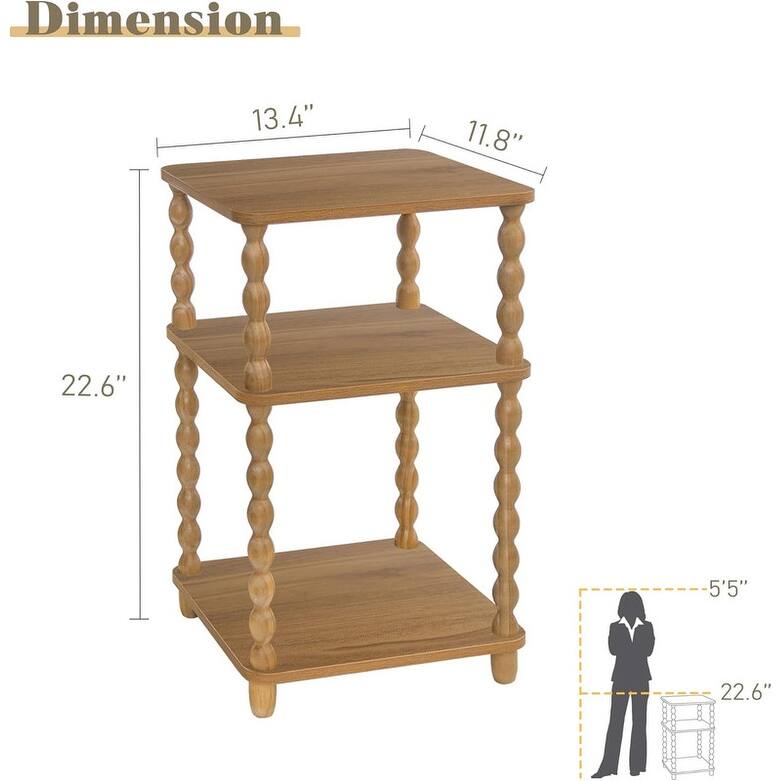 Small End Table with Storage Shelf Vintage Nightstand Bedside Table