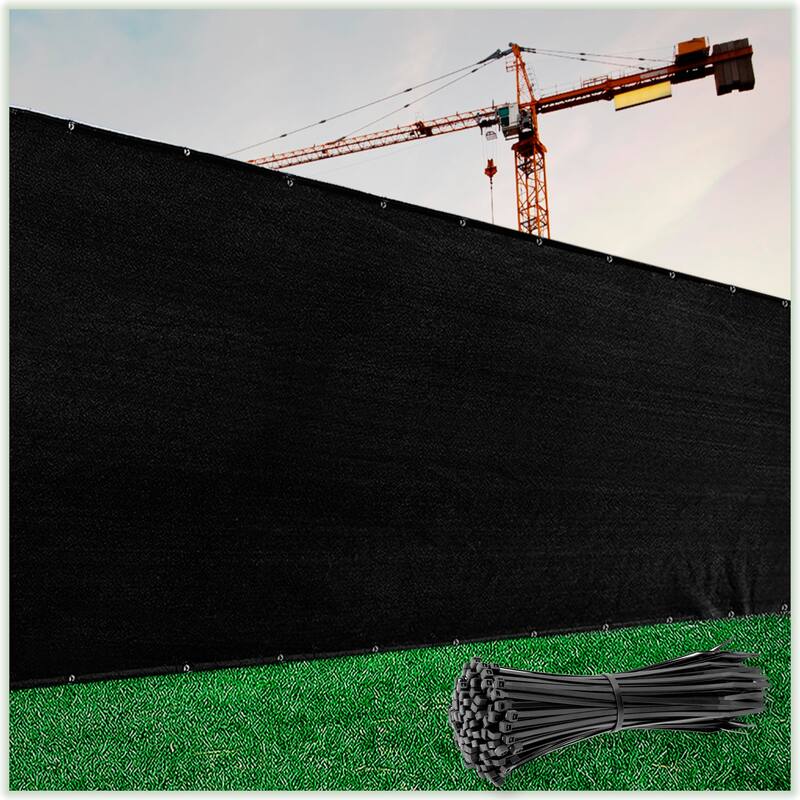 ColourTreeUSA 50 ft. Length Fence Privacy Screen Windscreen Cover Fabric Shade Tarp Netting Mesh Cloth Commercial Grade 170 GSM - 5' x 50' - Black