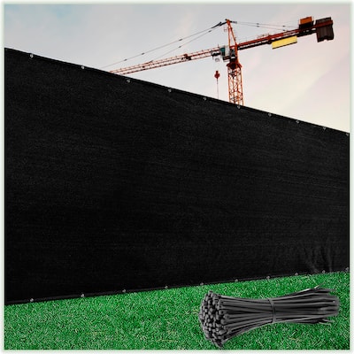 ColourTree 10' 12' 25' 50' Black Fence Privacy Screen Windscreen Cover Fabric Shade Tarp Mesh Cloth Commercial Grade 170 GSM