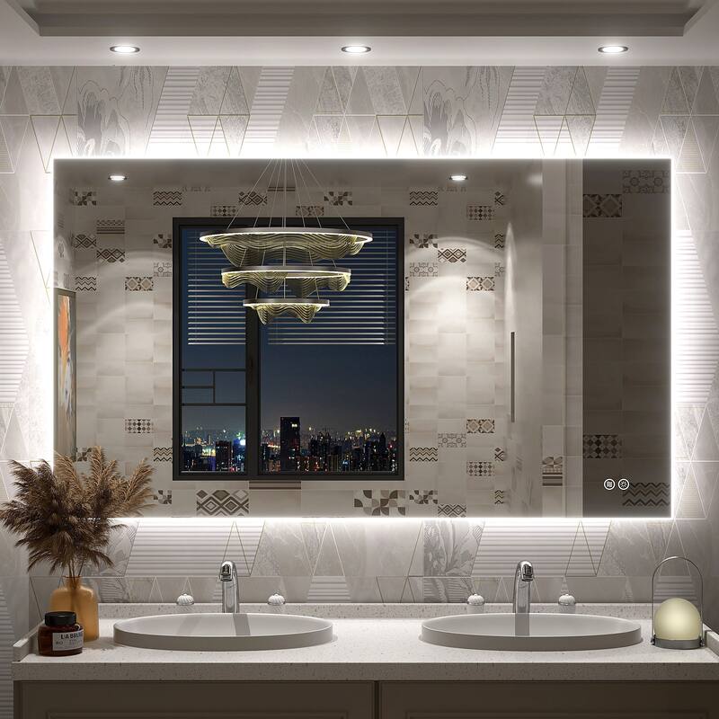 UL Certified Frameless Anti-Fog 3 Colors Dimmable LED Backlit Wall Bathroom Vanity Mirror