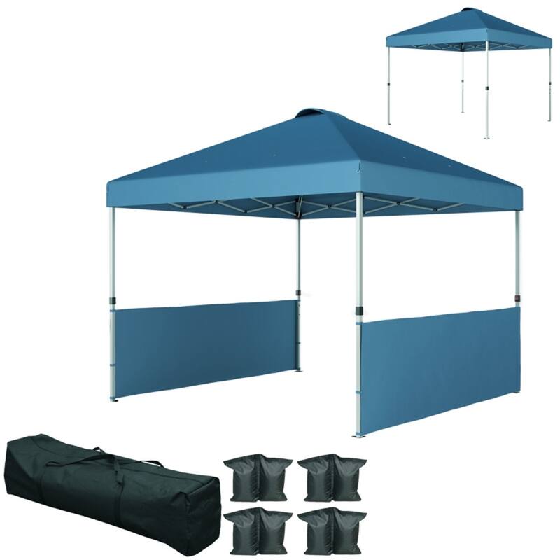 Sea Blue Metal Oxford Fabric Outdoor Canopy Tent with Removable Walls - 116.9" L x 116.9" W x 113" H - Sea Blue