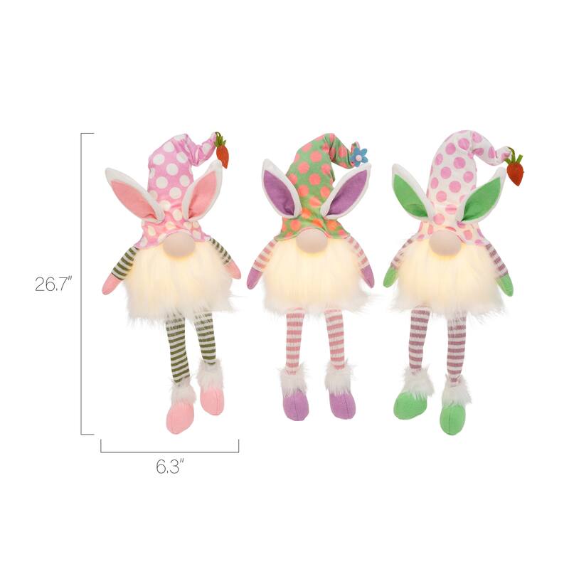 26.7 Pre Lit Plush Easter Gomes Set of 2