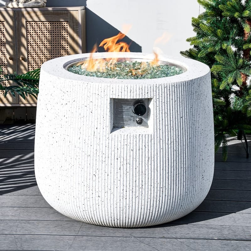 30.87" Modern Outdoor Magnesium Oxide Fire Pit Table - White