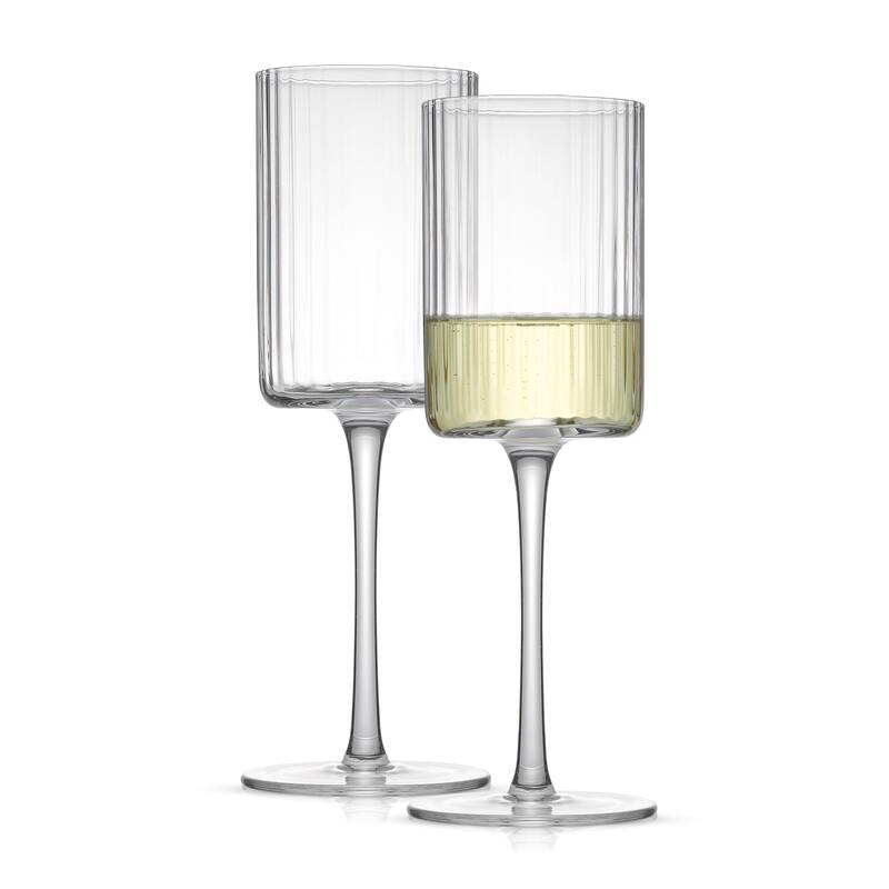 JoyJolt Elle Fluted Cylinder White Wine Glass - 11.5 oz - Set of 2 - White Wine