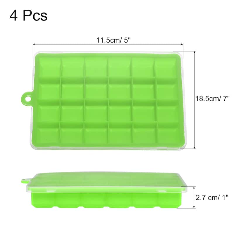 4pcs Ice Cube Tray with Lids, Silicone Square Ice Molds for Freezer - Green