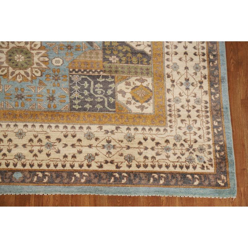 Hand Knotted Oriental 100% Wool Carpet Traditional Geometric Navy Blue & Blues Kazak Area Rug - 9' 9'' X 6' 7''