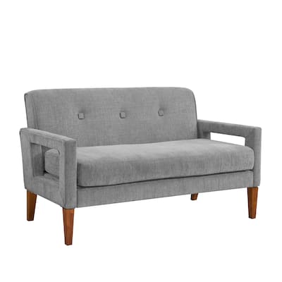 Modern Living Room Furniture Loveseat Gray Chenille Upholstery Pocket Coils Solid Wood Legs Furniture 1Pc