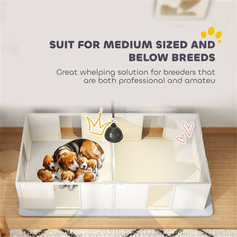 Medium-Sized Dog Whelping Box with Easy Monitoring - 77.2" L x 37.8" W x 18.9" H