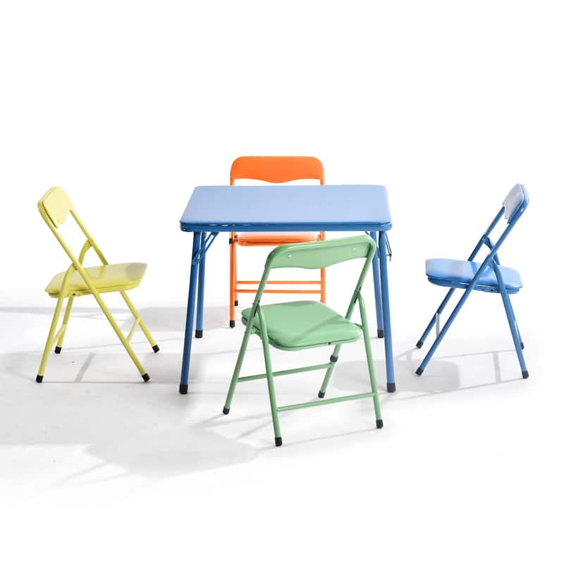 Homy Casa Kids' 5PCs Colorful Folding Dining Set, for Playtime