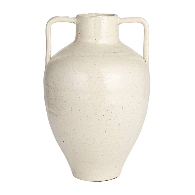Hand-Painted Terra-cotta Vase with Crackle Glaze