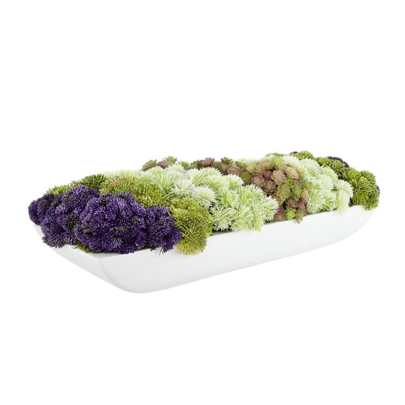 Modern Arrangement with Sedum, Thistle and Succulents