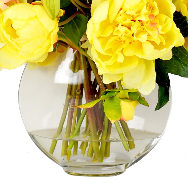 Peony Floral Arrangement in Glass Vase