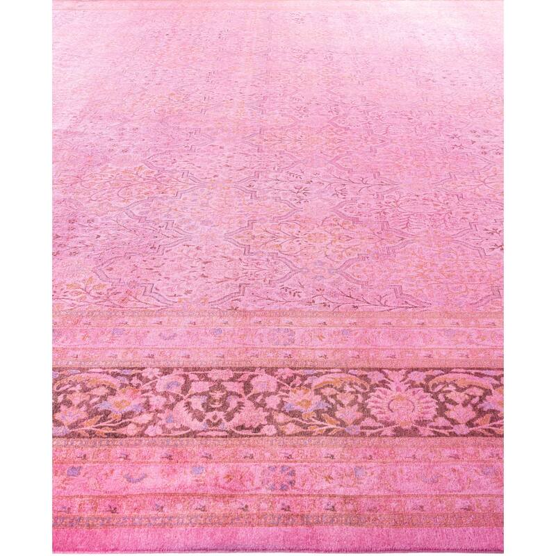 Overdyed One-of-a-Kind Hand-Knotted Square Area Rug - Pink - 12' 4" x 12' 6"