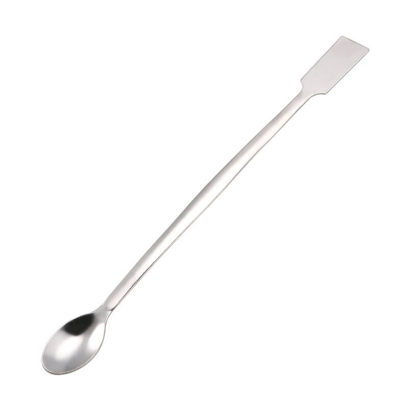 Lab Sampling Reagent Spoon Stainless Steel Laboratory Mixing Spatula 200mm 2Pcs - Silver Tone