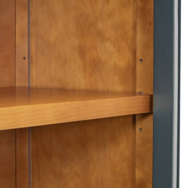 4-Door Large Storage Buffet Cabinet with Glass Doors, Arched Cabinet with Adjustable Shelves for Kitchen, Dining Room