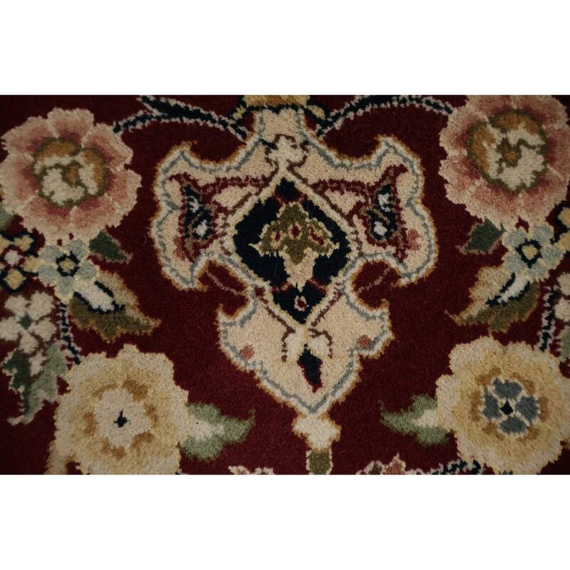 Hand Knotted Oriental 100% Wool Carpet Traditional Floral Red Aubusson Area Rug - 14' 0'' X 9' 10''