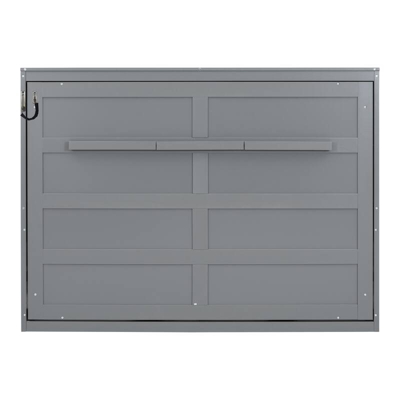 Space-Saving Full Size Wall Bed with Flexible Slats, Gray Finish