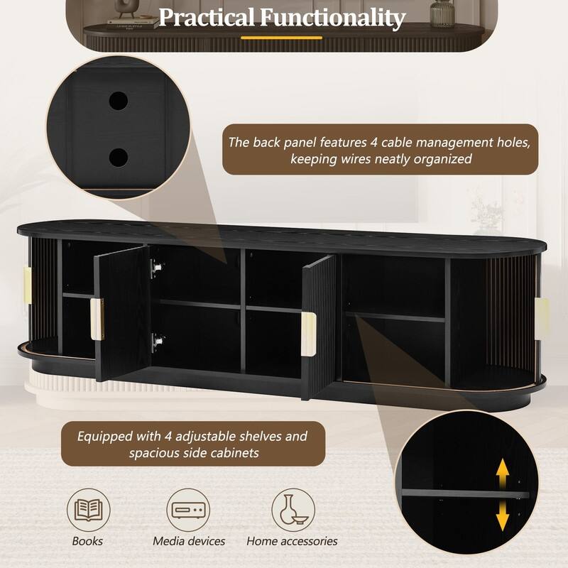 Farmhouse Wooden TV Stand up to 75" with Sliding Door and Adjustable Shelves for Modern Home Entertainment