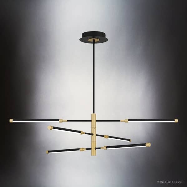 dimension image slide 2 of 3, Luxury Modern Chandelier, 10.00H x 39.75W, with Luxe Industrial Style, Matte Black, UQL4500 by Urban Ambiance