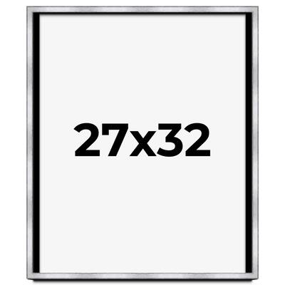 27x32 Shadow Box Frame Silver | 1.375 Inches Deep Real Wood