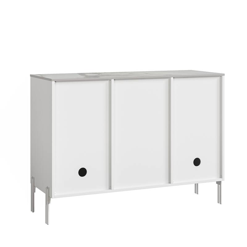 42" Modern Wine Cabinet with Metal Glass Rack and Drawers - 42" in Width