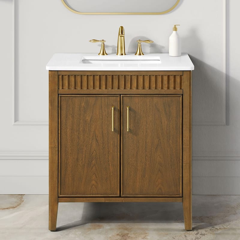 Ove Decors JULIETTE-30 Juliette 30" Free Standing Single Basin Vanity - Warm Walnut - Walnut Finish