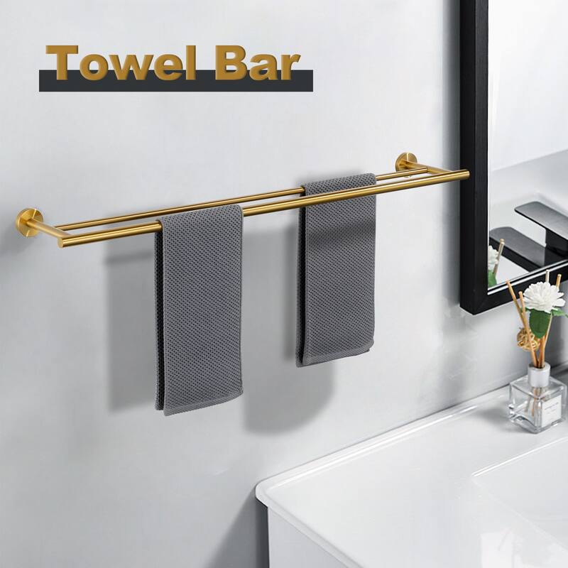 WOWOW Wall Mounted Stainless Steel Double Towel Bar