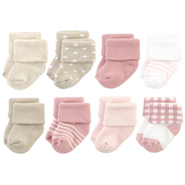 slide 1 of 1, Hudson Baby Infant Girl Cotton Rich Newborn and Terry Socks, Mauve Taupe Mauve Taupe - 0-6 Months