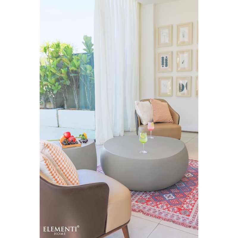 Elementi Home Ikaria 42" Egg-Shape Concrete Coffee Table - 42.3 X 39.6 X 18.9
