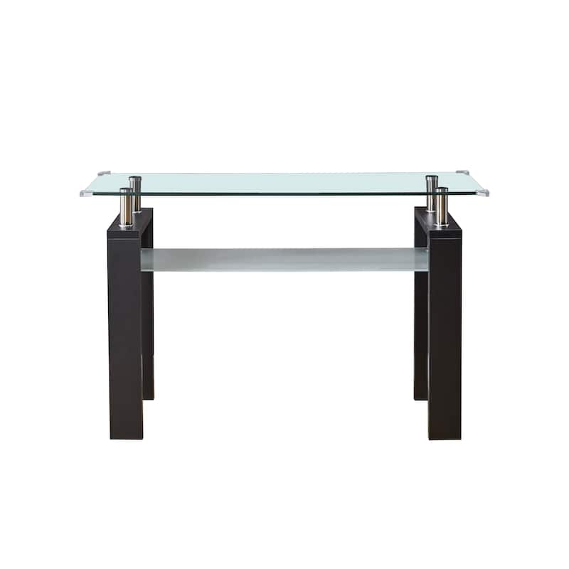 MDF Console Table, Tempered Glass Top, Modern Foyer Area Table