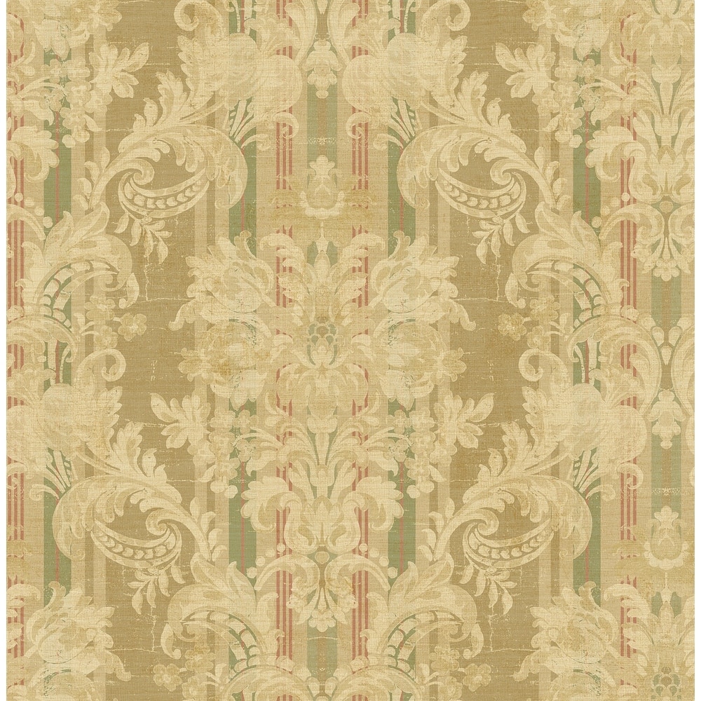 Seabrook Designs Enora Striped Damask Unpasted Wallpaper