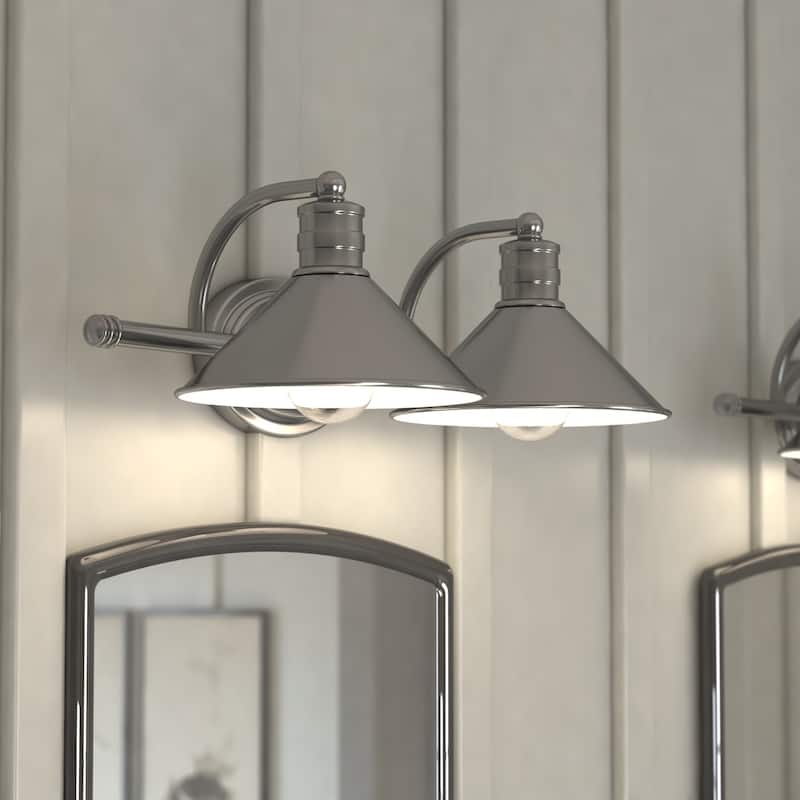 Wall Sconce Lighting 2-Light Vanity Sconce Satin Nickel Metal Shade Bathroom Light - 6.25
