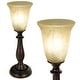 preview thumbnail 1 of 6, Bronze Table Lamp with Alabaster Glass Shade Bronze