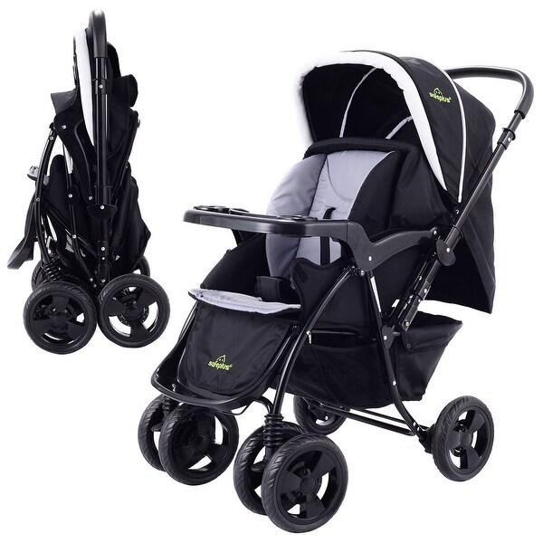 Two Way Foldable Baby Kids Travel Stroller Newborn Infant Pushchair Buggy Black